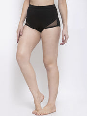 CUKOO Women Black Mesh High Waist Bikini Bottoms - Cukoo