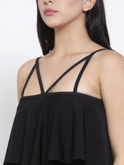 Cukoo Padded Solid Black Single piece Swimwear/Swimsuit - Cukoo