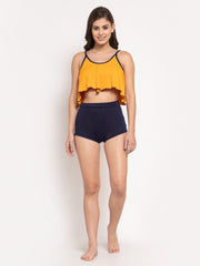 CUKOO Padded Two Piece Yellow & Blue Tankini Swimwear - Cukoo