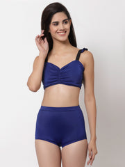 CUKOO Padded Blue Criss Cross Back Two piece Tankini Swimwear - Cukoo