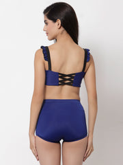 CUKOO Padded Blue Criss Cross Back Two piece Tankini Swimwear - Cukoo