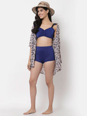 CUKOO Padded Blue Criss Cross Back Two piece Tankini Swimwear - Cukoo