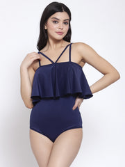 Cukoo Padded Solid Blue Single piece Swimwear/Swimsuit - Cukoo