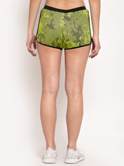 CUKOO Printed Green stretchable shorts for Women - Cukoo