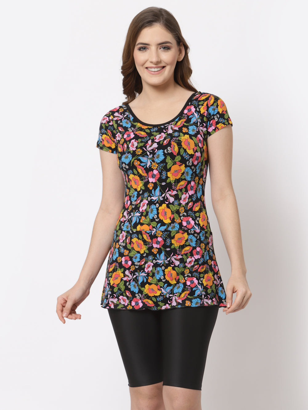 CUKOO Padded Black Floral Printed Swimwear - Cukoo