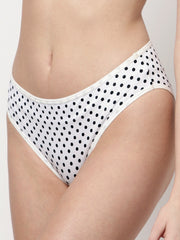 Cukoo White Polka Dot Printed super soft hispster panty