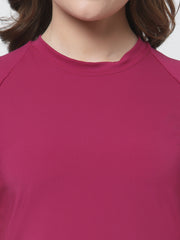 CUKOO Solid Pink and Black Two piece Swimwear Set (Non Padded)