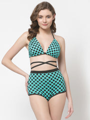 Cukoo Padded Printed Sea Green Two Piece Bikini/Swimwear/Beachwear