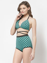 Cukoo Padded Printed Sea Green Two Piece Bikini/Swimwear/Beachwear