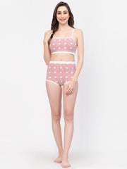 CUKOO Padded WhitePrinted Two piece Tankini Swimwear