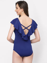 CUKOO Padded Blue Frill Swimwear