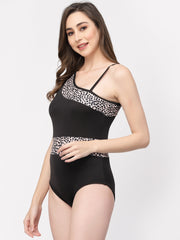 CUKOO Padded Black Leopard Printed Swimwear