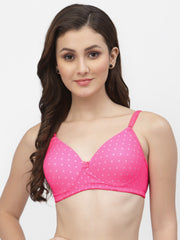 CUKOO Lightly Padded Pink Polka Dot Printed Everyday Bra