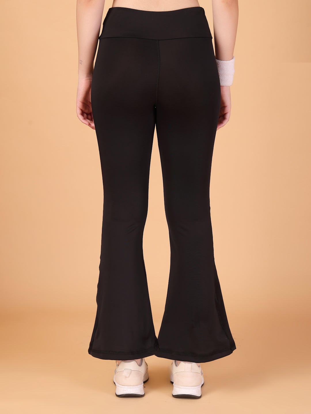 CUKOO Black High Waist Flared Workout Leggings for women with Side Pockets – Stretch & Breathable Athleisure Pants