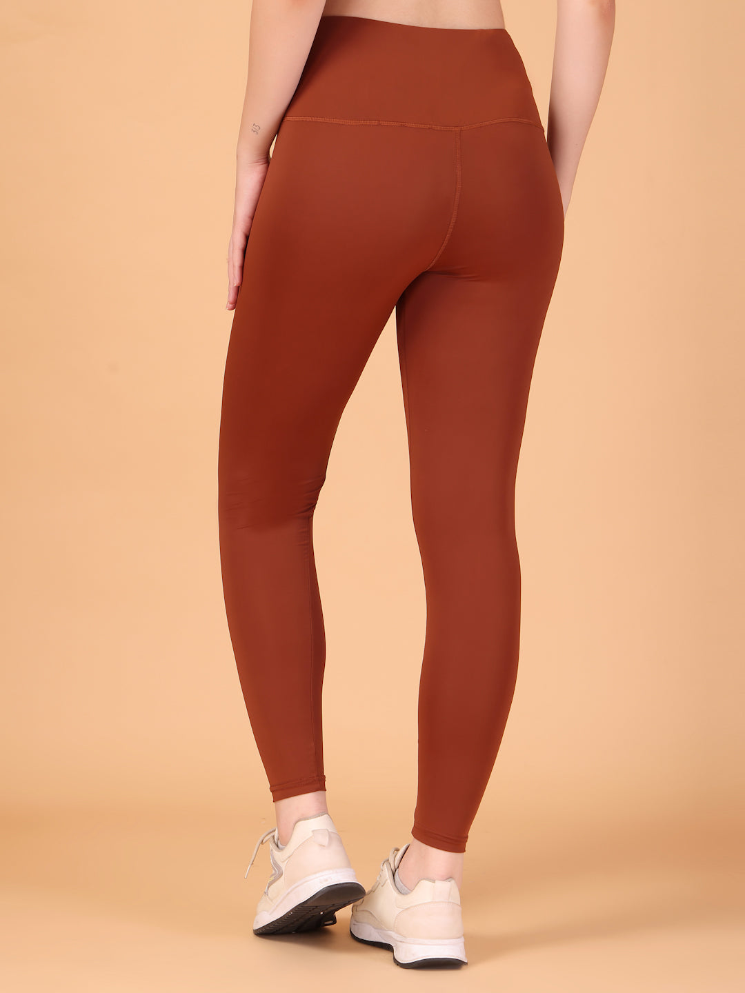 CUKOO High Waist Rust Brown Workout Leggings for women with Hidden Back Pocket – Stretch & Breathable Athleisure Tights