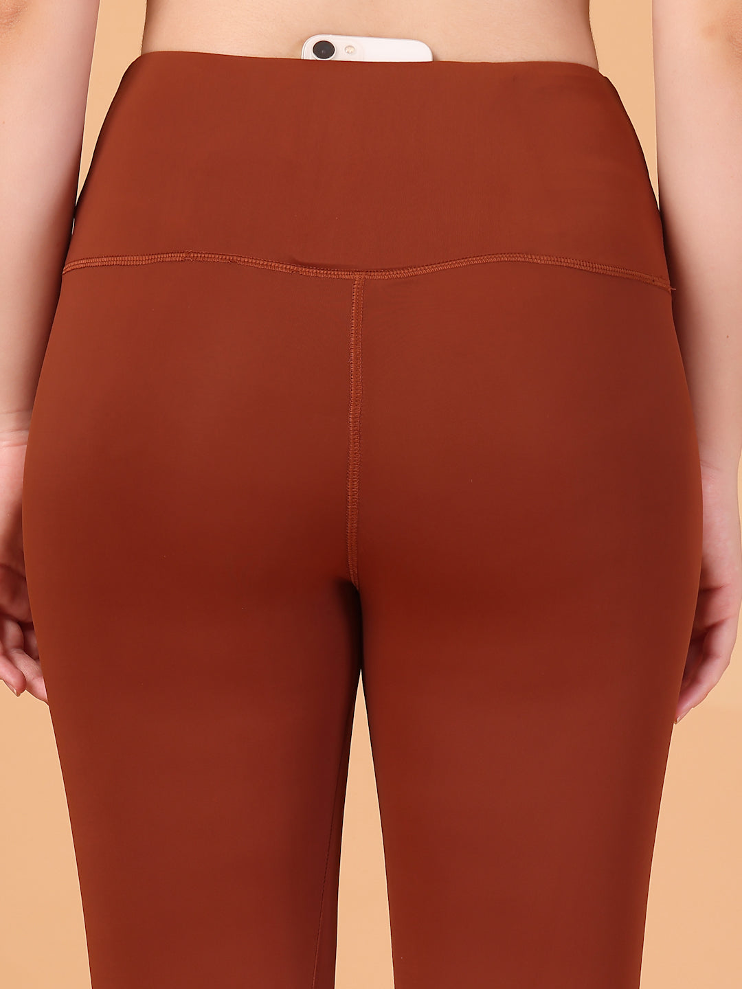 CUKOO High Waist Rust Brown Workout Leggings for women with Hidden Back Pocket – Stretch & Breathable Athleisure Tights