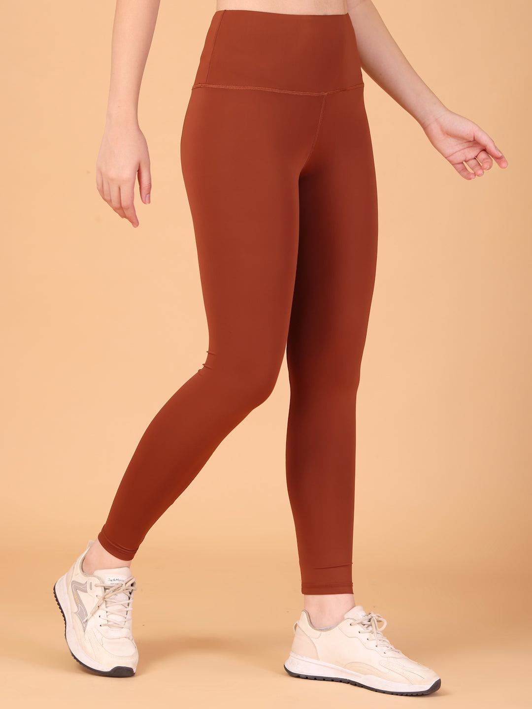 CUKOO High Waist Rust Brown Workout Leggings for women with Hidden Back Pocket – Stretch & Breathable Athleisure Tights