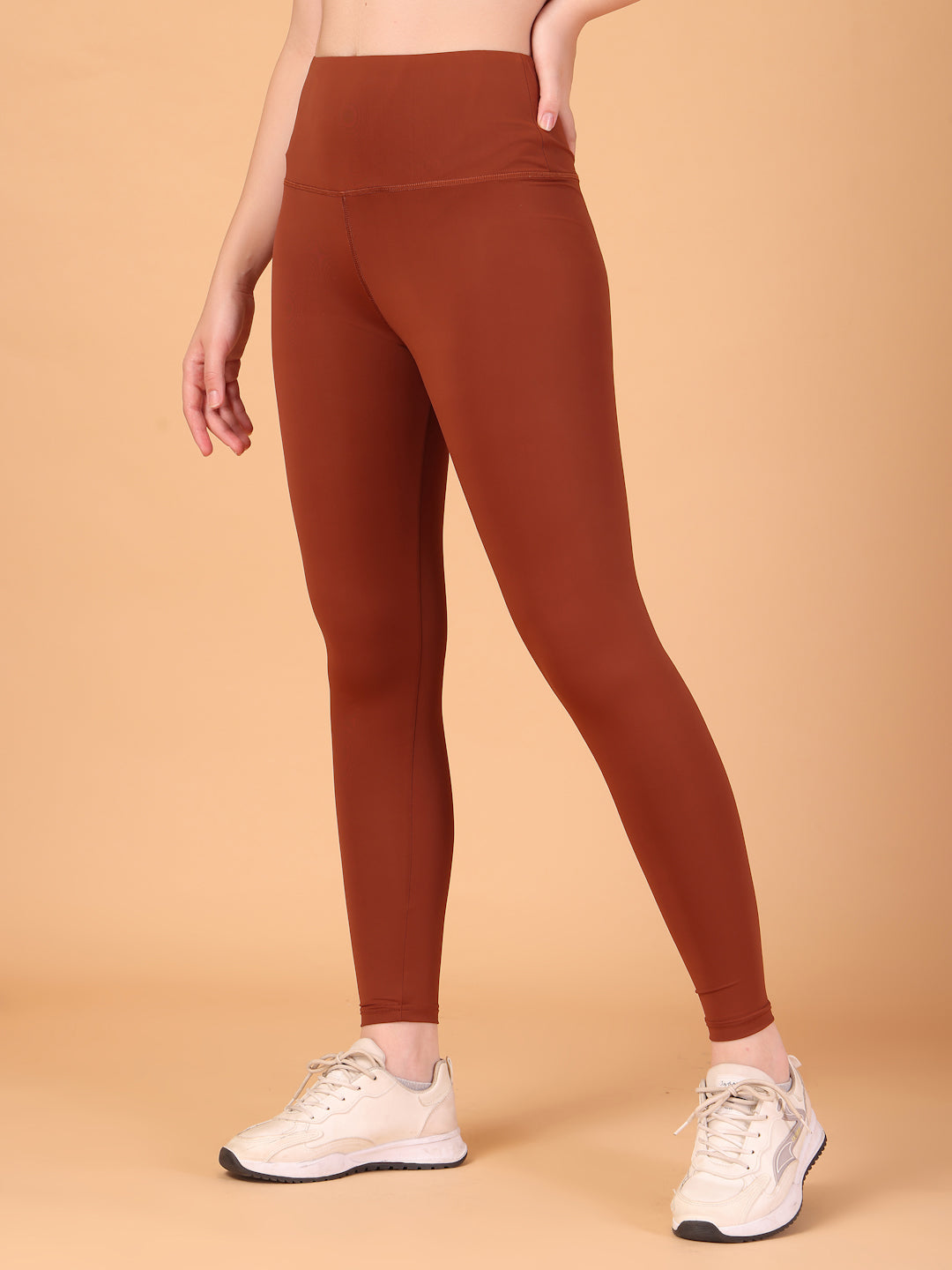 CUKOO High Waist Rust Brown Workout Leggings for women with Hidden Back Pocket – Stretch & Breathable Athleisure Tights