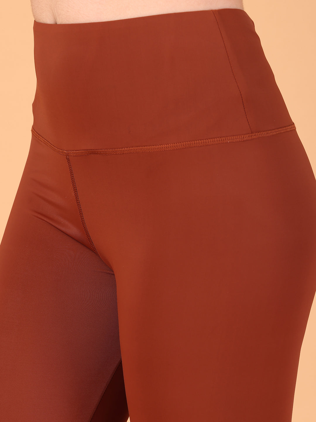 CUKOO High Waist Rust Brown Workout Leggings for women with Hidden Back Pocket – Stretch & Breathable Athleisure Tights