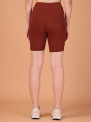 CUKOO Cocoa Brown High Waist Workout Shorts for women with Pockets – Soft, Stretch & Anti-Chafe