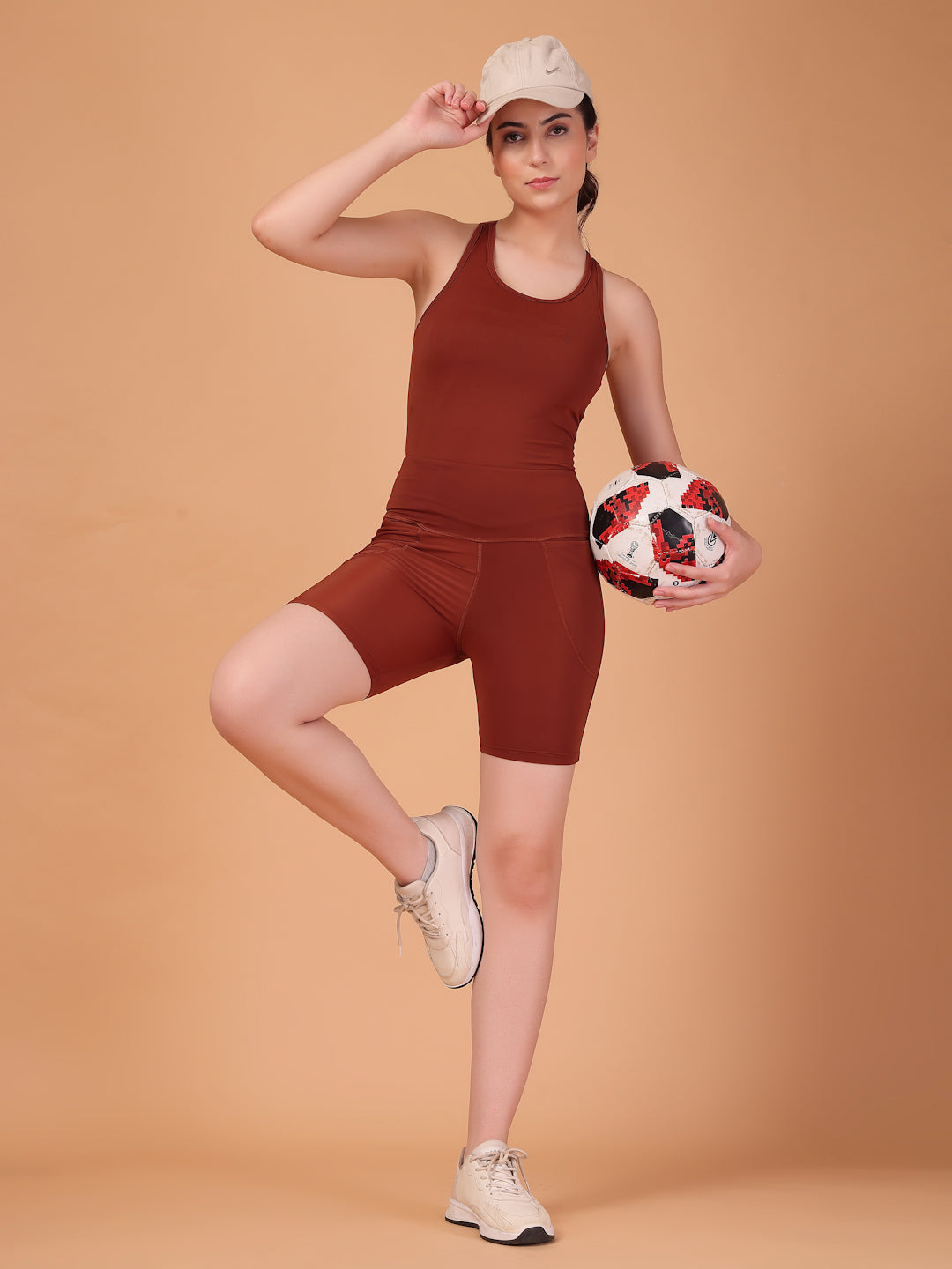 CUKOO Cocoa Brown High Waist Workout Shorts for women with Pockets – Soft, Stretch & Anti-Chafe