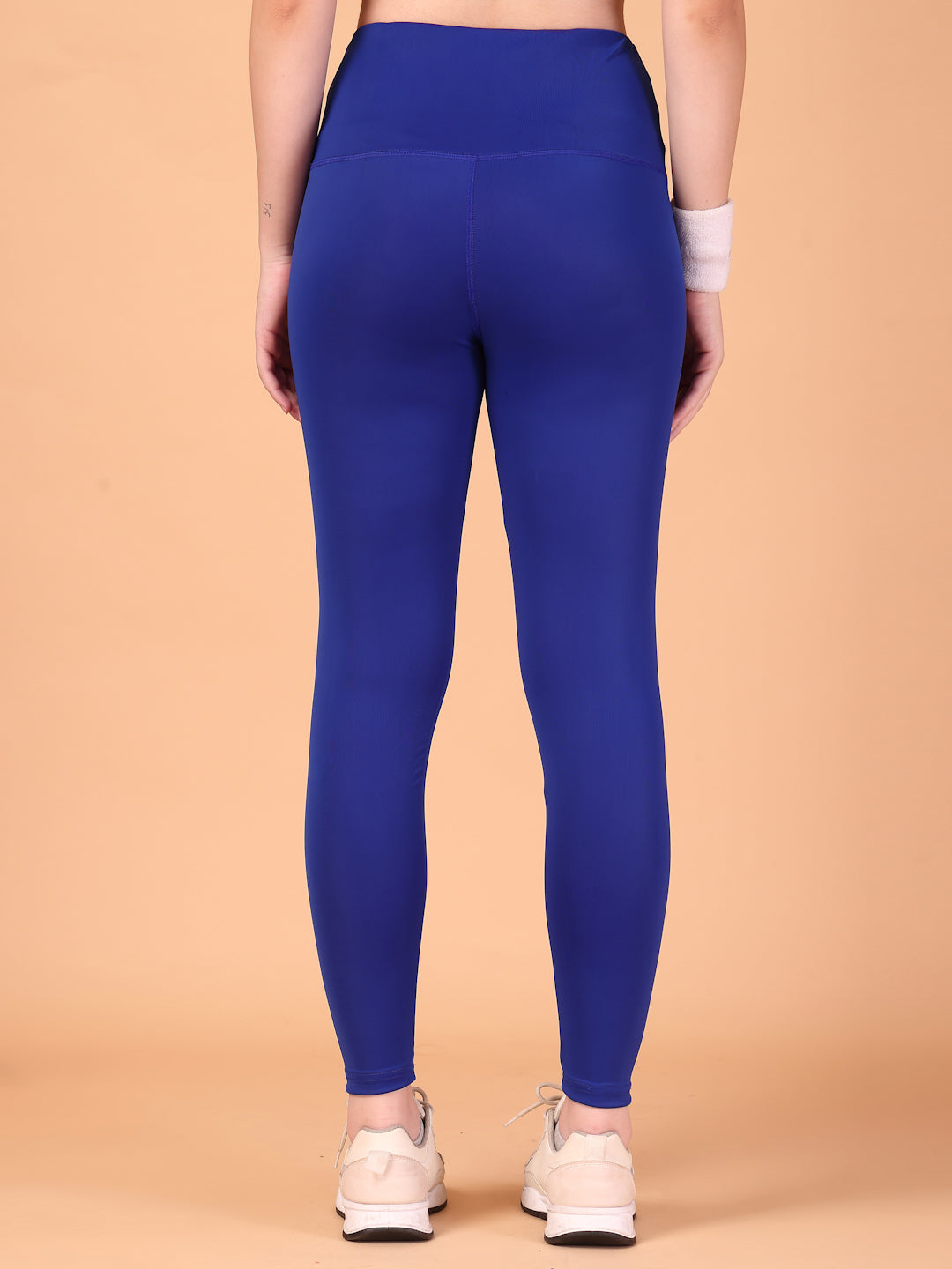 CUKOO High Waist Royal Blue Workout Leggings for women with Hidden Back Pocket – Breathable Stretch Athleisure Tights