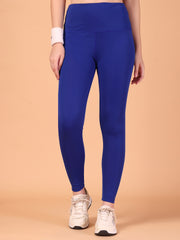 CUKOO High Waist Royal Blue Workout Leggings for women with Hidden Back Pocket – Breathable Stretch Athleisure Tights