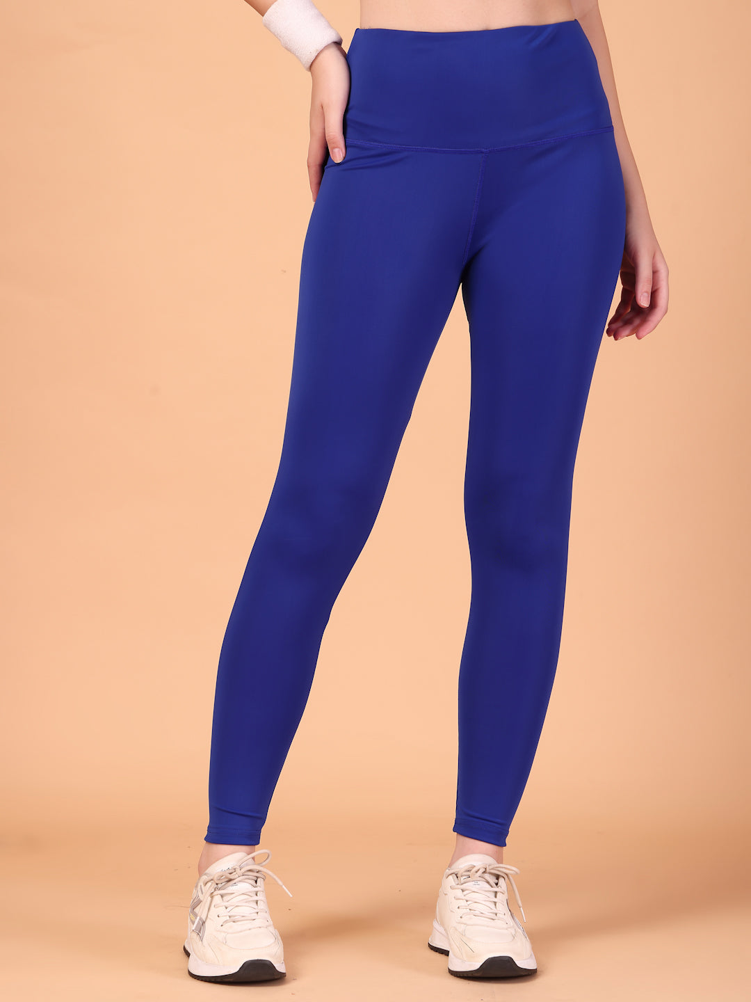 CUKOO High Waist Royal Blue Workout Leggings for women with Hidden Back Pocket – Breathable Stretch Athleisure Tights