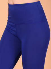 CUKOO High Waist Royal Blue Workout Leggings for women with Hidden Back Pocket – Breathable Stretch Athleisure Tights