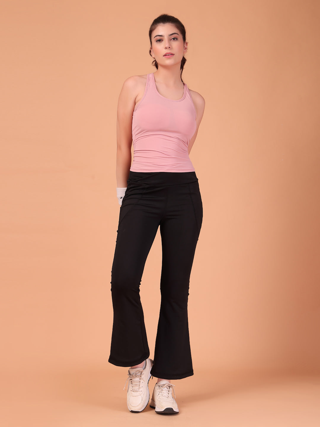 CUKOO Beige Padded Racerback Tank Top for women – Stretch, Breathable & Second-Skin Fit