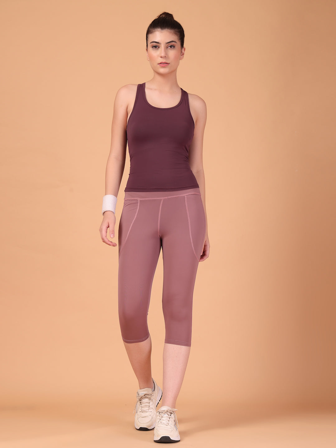 CUKOO Dark Mauve Padded Racerback Tank Top for women – Stretch, Breathable & Second-Skin Fit