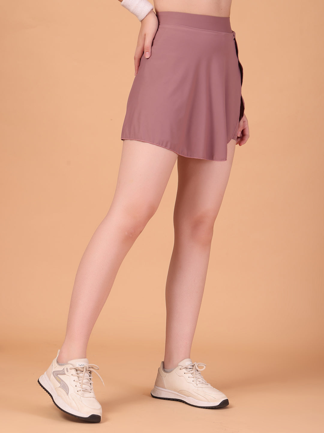 Women’s Mauve High Waist Skirt with Built-in Shorts & Hidden Pocket – Stretch, Breathable & Anti-Chafe