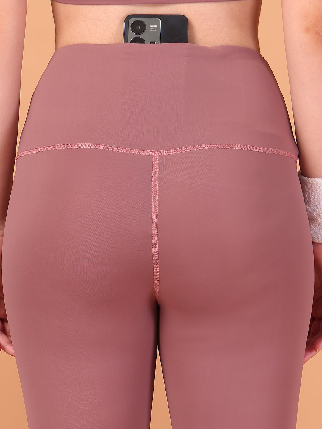 CUKOO High Waist Dusty Rose Workout Leggings for women with Hidden Back Pocket – Stretch & Breathable Athleisure Tights