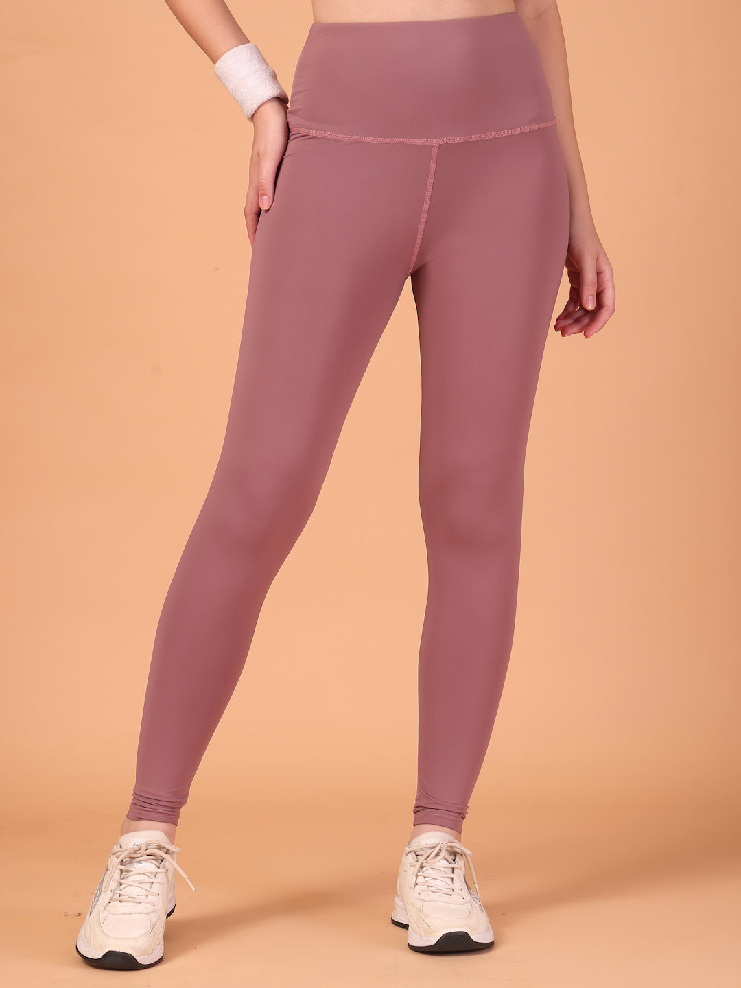 CUKOO High Waist Dusty Rose Workout Leggings for women with Hidden Back Pocket – Stretch & Breathable Athleisure Tights
