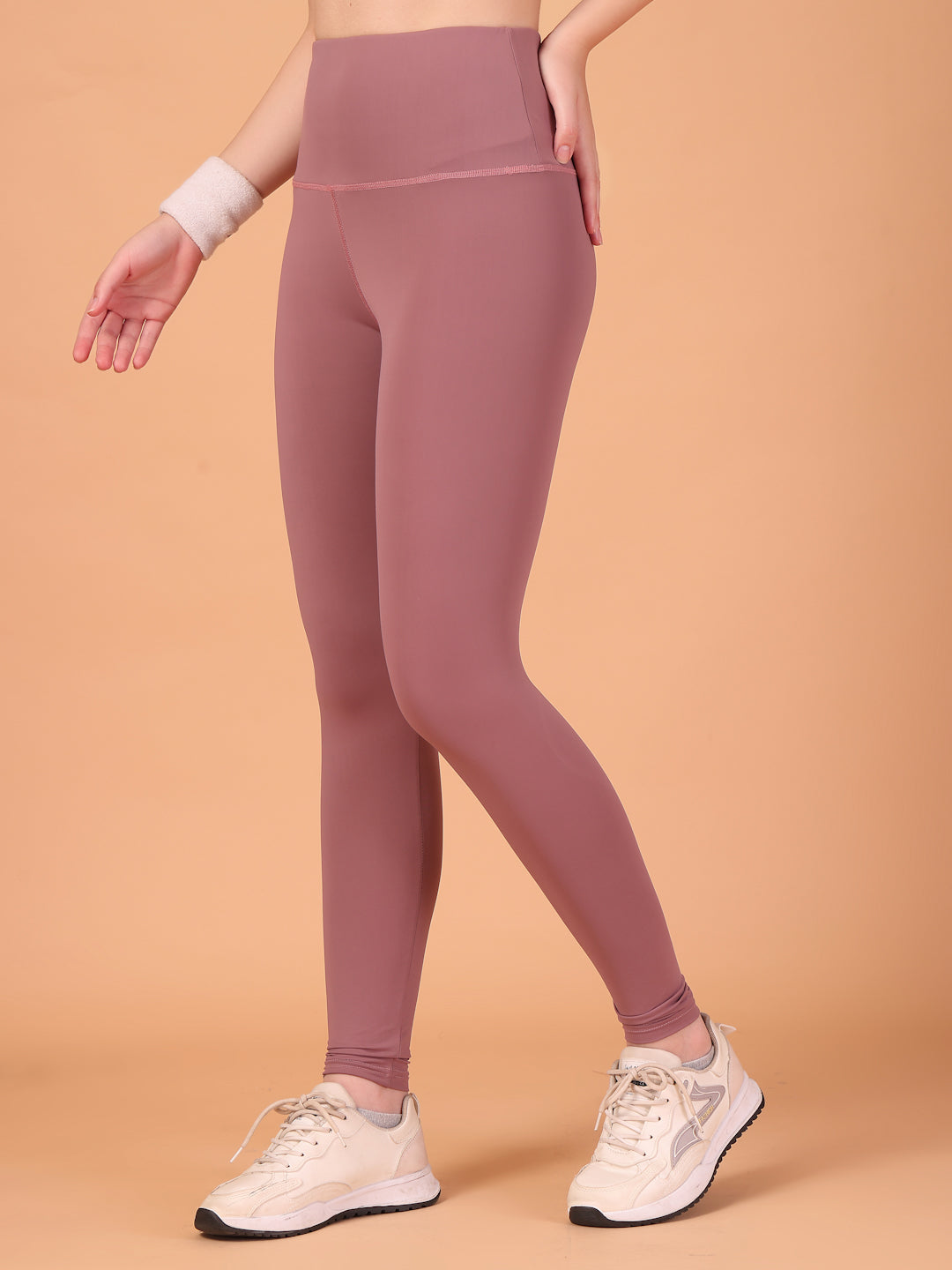 CUKOO High Waist Dusty Rose Workout Leggings for women with Hidden Back Pocket – Stretch & Breathable Athleisure Tights