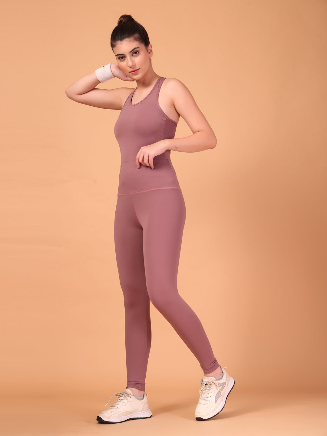 CUKOO High Waist Dusty Rose Workout Leggings for women with Hidden Back Pocket – Stretch & Breathable Athleisure Tights