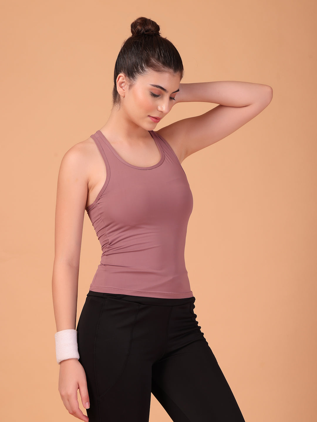 CUKOO Mauve Padded Racerback Tank Top for women – Stretch, Breathable & Second-Skin Fit