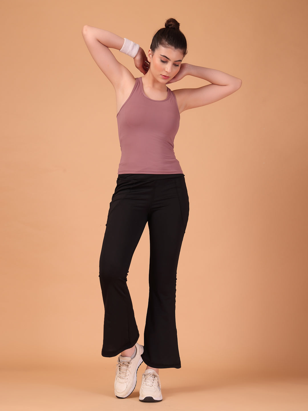 CUKOO Mauve Padded Racerback Tank Top for women – Stretch, Breathable & Second-Skin Fit
