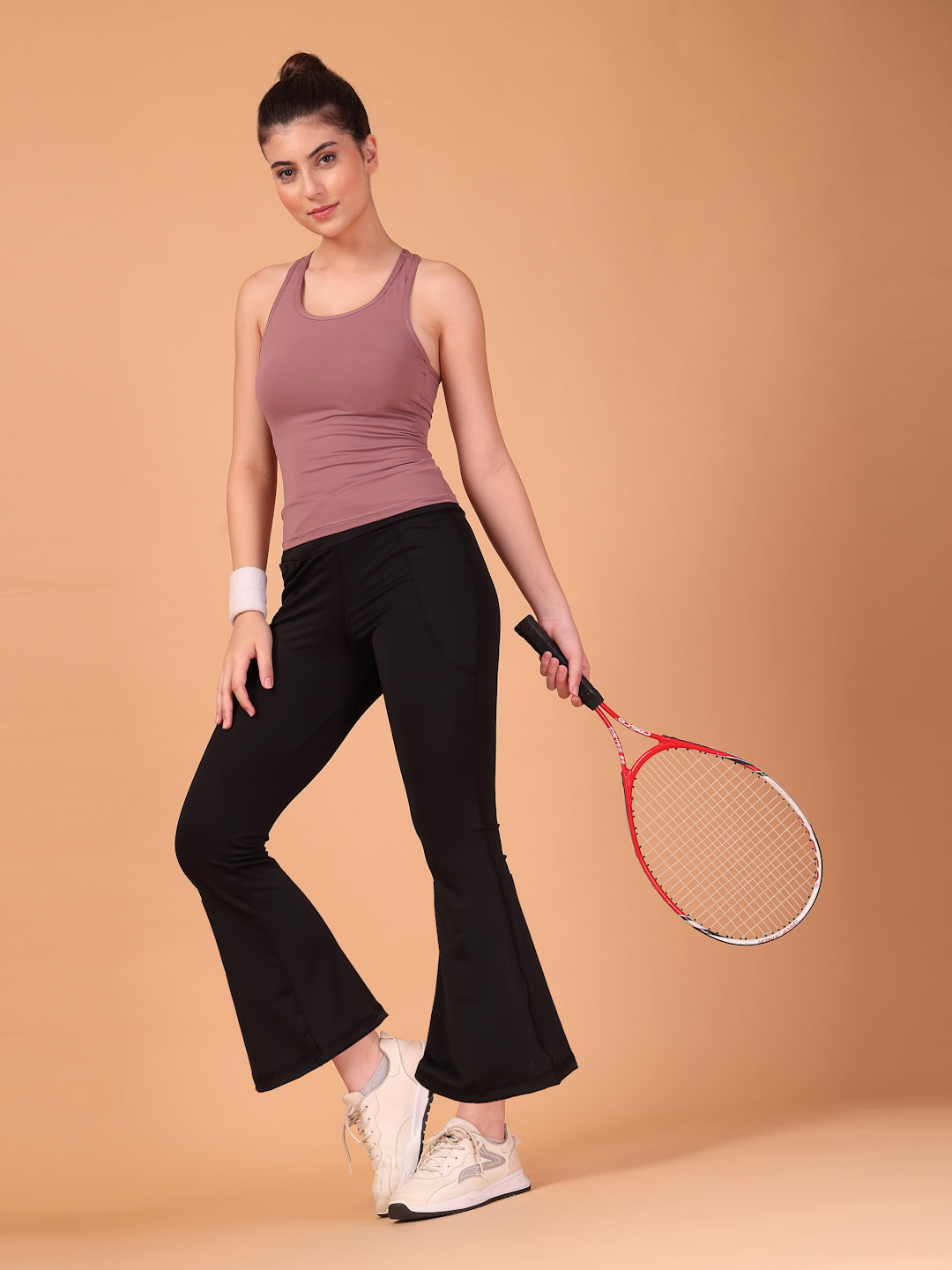 CUKOO Mauve Padded Racerback Tank Top for women – Stretch, Breathable & Second-Skin Fit