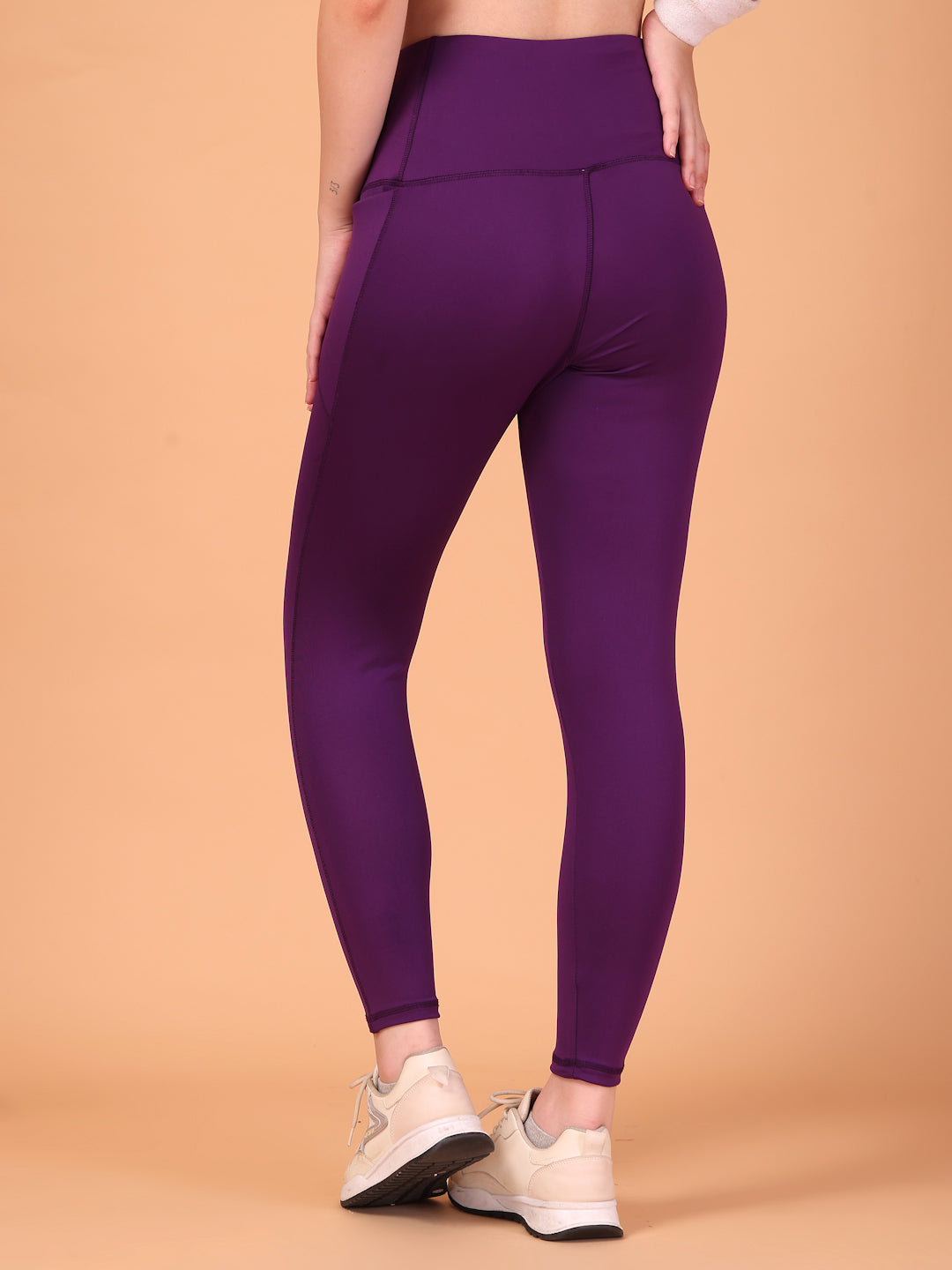 CUKOO High Waist Purple Workout Leggings for women with Side Pockets – Breathable Stretch Athleisure Tights