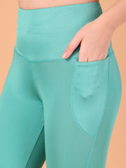 CUKOO High Waist Mint Green Workout Leggings for women with Side Pockets – Breathable Stretch Athleisure Tights