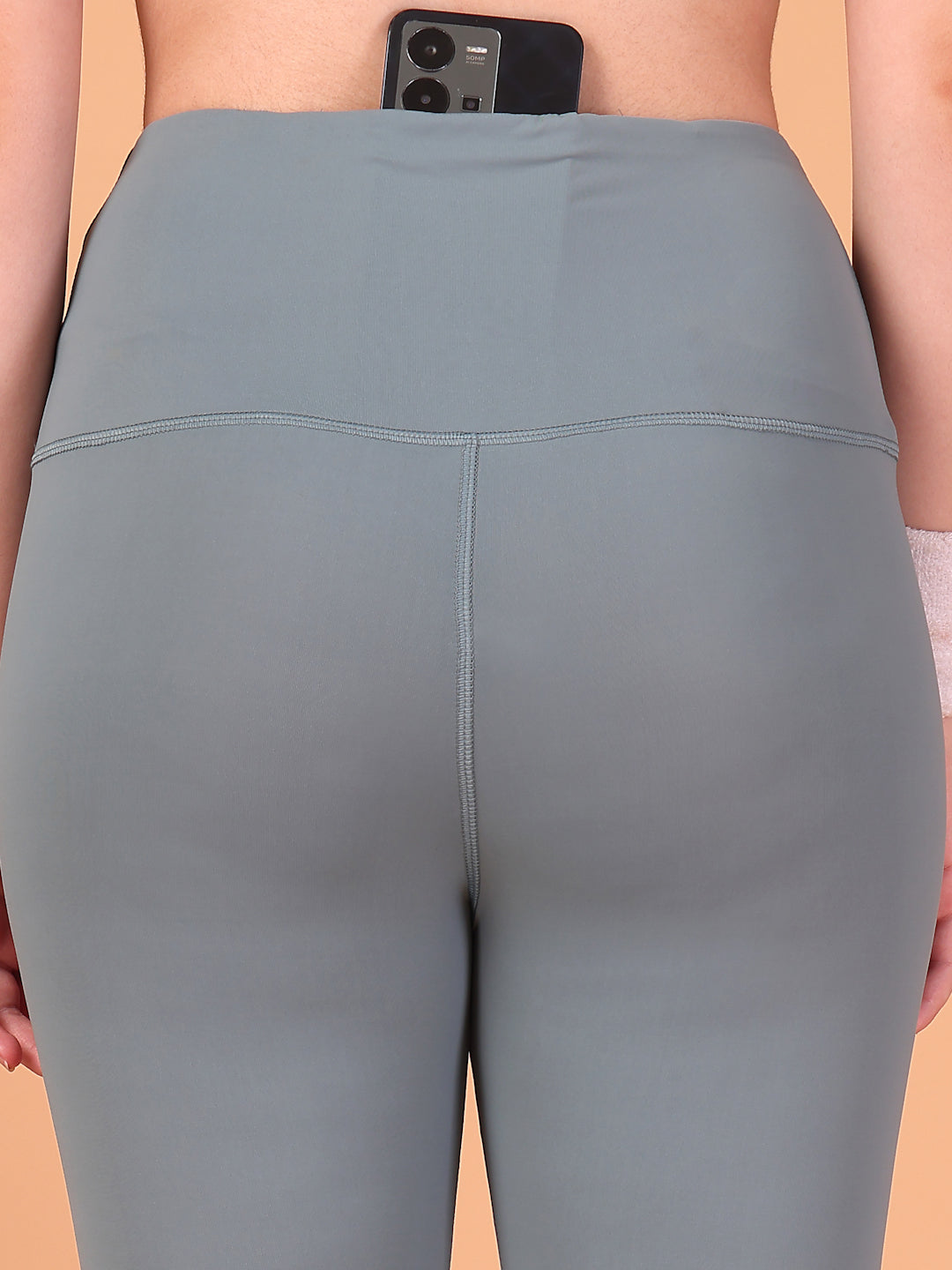 CUKOO High Waist Slate Grey Workout Leggings for women with Hidden Back Pocket – Stretch & Breathable Athleisure Tights