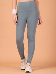 CUKOO High Waist Slate Grey Workout Leggings for women with Hidden Back Pocket – Stretch & Breathable Athleisure Tights