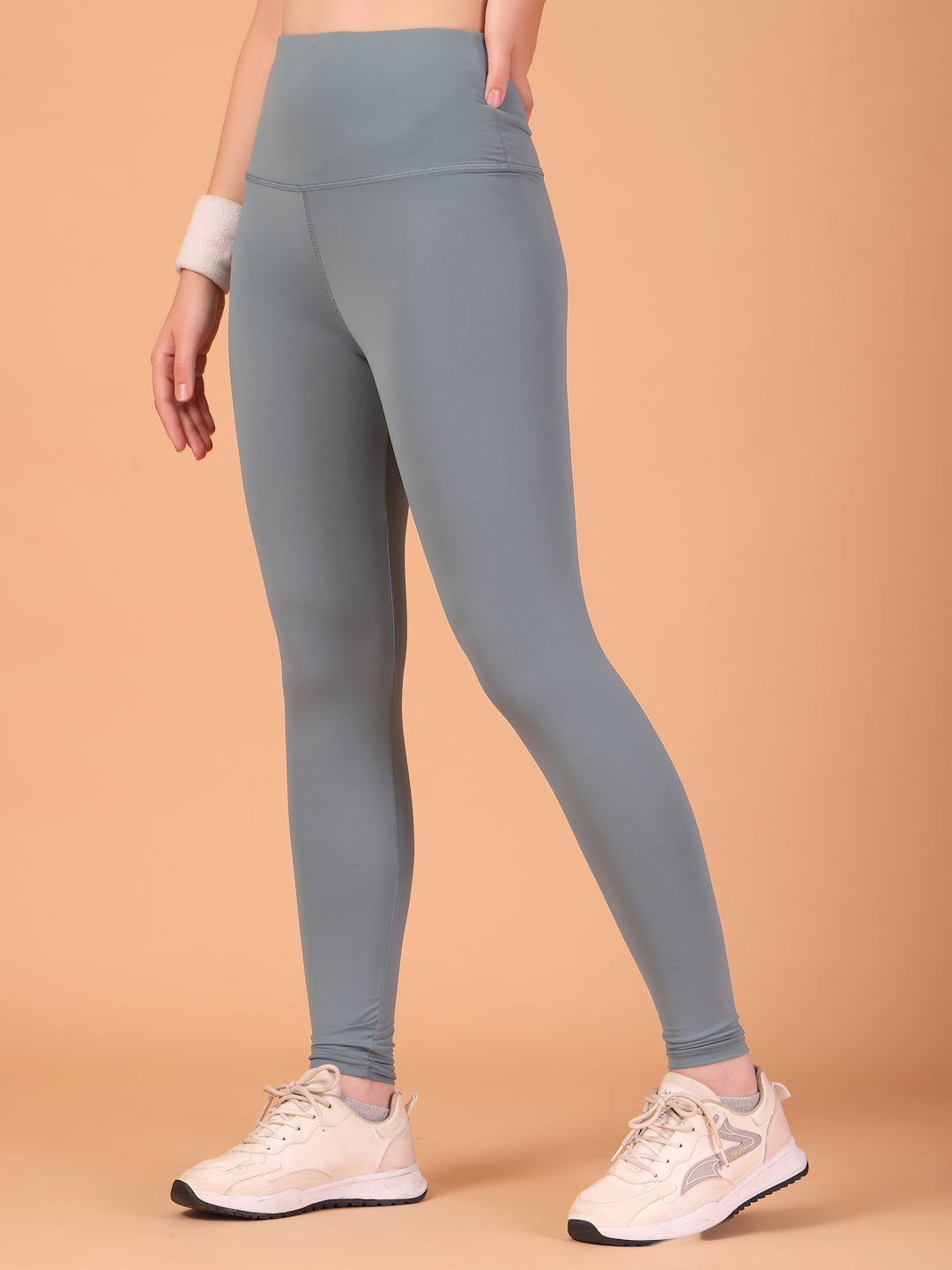 CUKOO High Waist Slate Grey Workout Leggings for women with Hidden Back Pocket – Stretch & Breathable Athleisure Tights