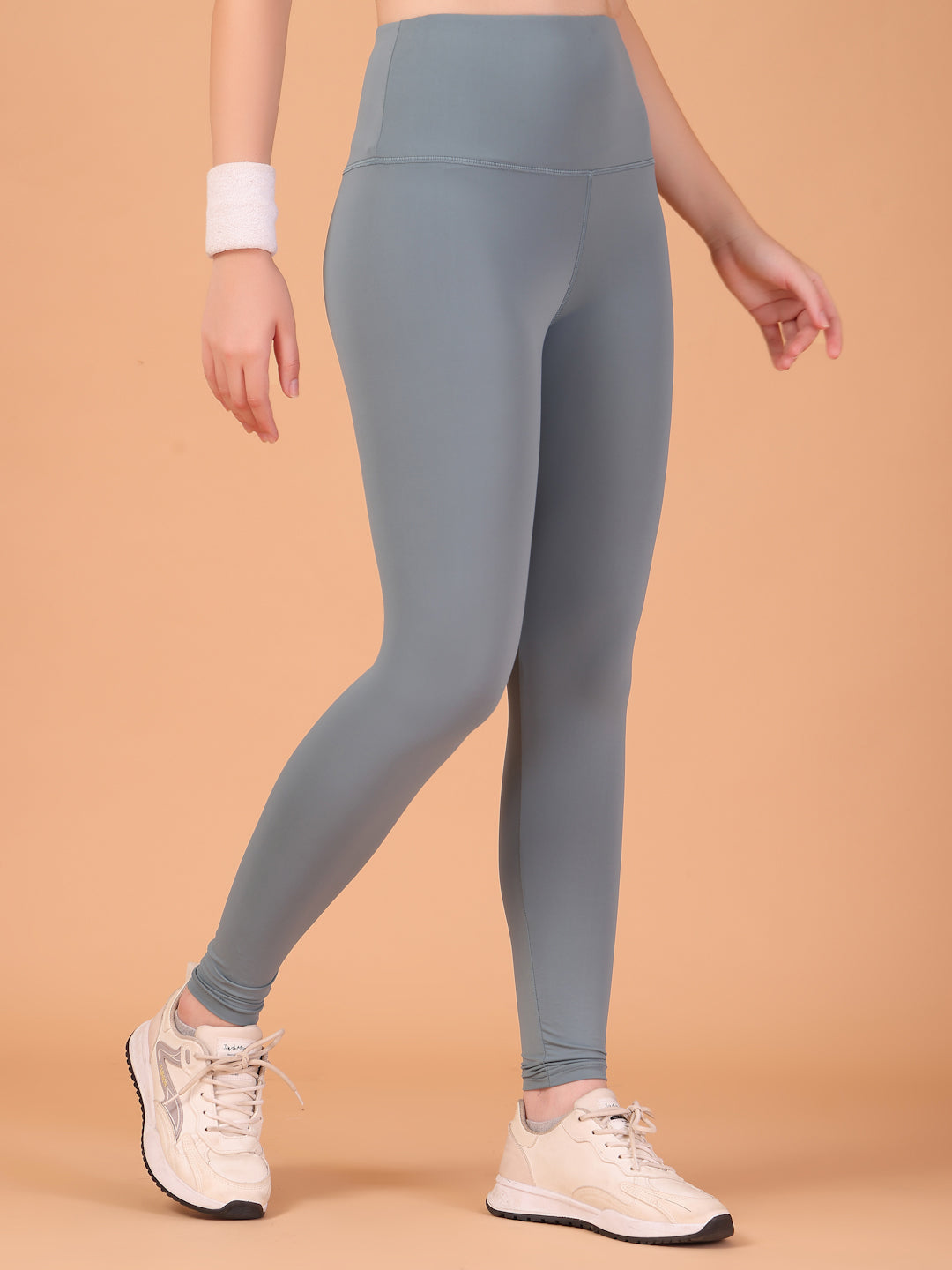 CUKOO High Waist Slate Grey Workout Leggings for women with Hidden Back Pocket – Stretch & Breathable Athleisure Tights