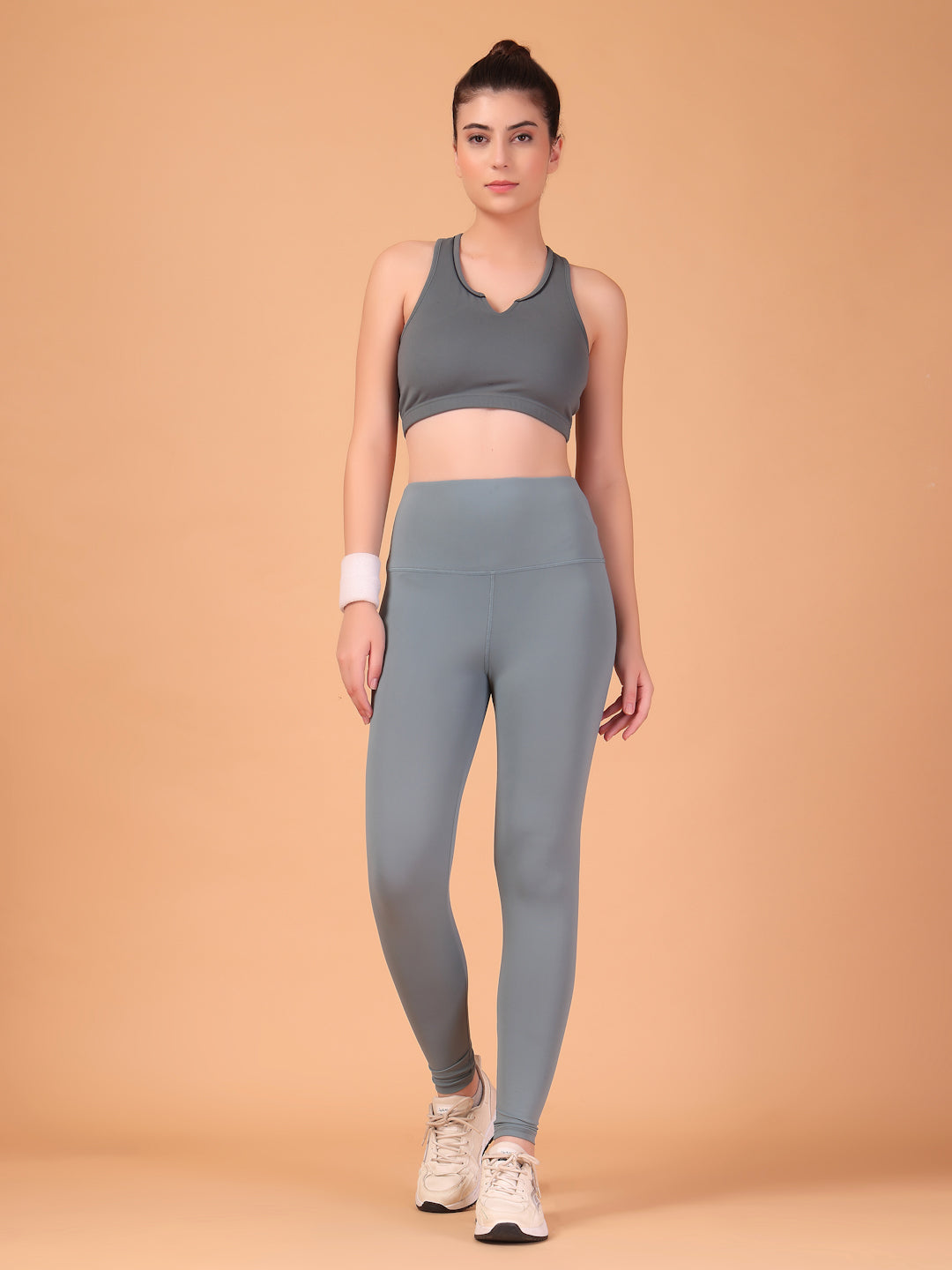 CUKOO High Waist Slate Grey Workout Leggings for women with Hidden Back Pocket – Stretch & Breathable Athleisure Tights