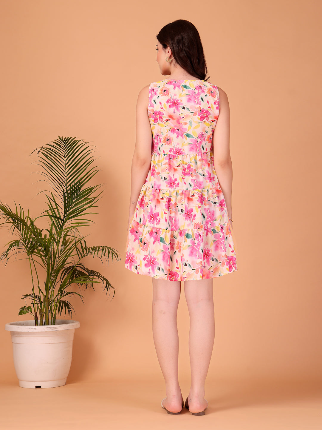 Flora Printed Double-Georgette MIni-Dress