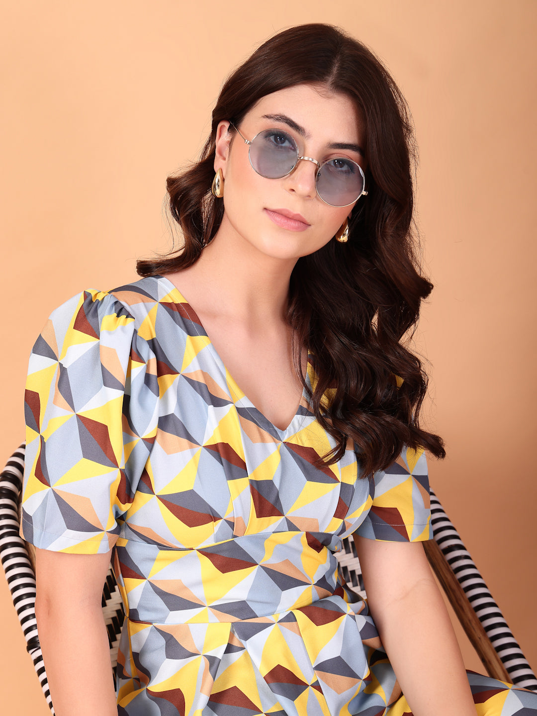 Geometric Printed Double Georgette Jumpsuit