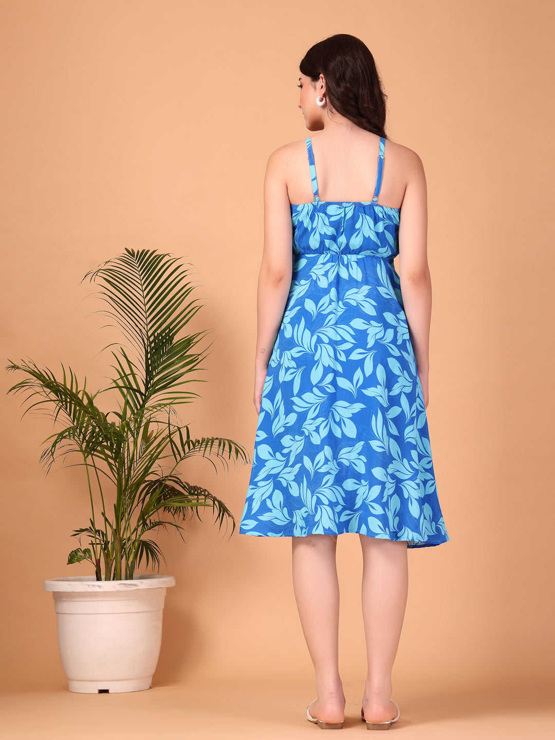 Blue Leaf printed Double Georgette Two-Piece Co-ord Set