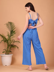 Electric Blue Bubble Georgette Jumpsuit